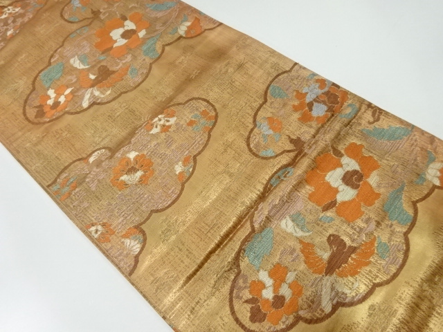 JAPANESE FUKURO OBI / WOVEN FLOWER & BIRD